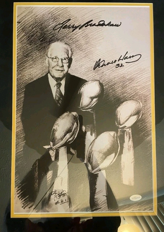 Terry Bradshaw Franco Harris Autographed Signed Pittsburgh Steelers Framed Rooney Photo TSE 