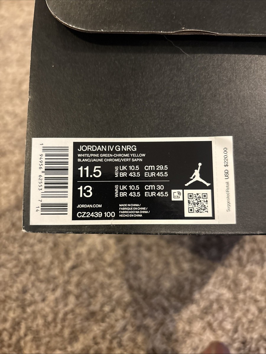 Jordan 4 IV G Golf NRG Masters Metallic Green-Chrome Yellow Size