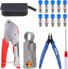 Glarks Coax Cable Crimper Tool Kit, RG6 RG59 Coaxial Compression Crimping Too...