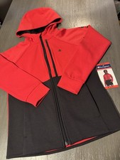 CHAMPION Boys Hoodie Size M 10/12 Full Zip Colorblock Red Black Long Sleeve NWT