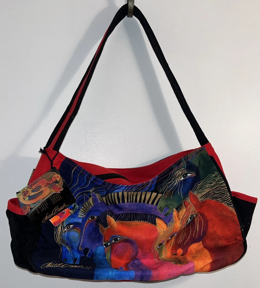 Bolso Laurel Burch “Wild Horses Fire” Hobo Cartera de Lona Vaquera Pintada Nuevo con Etiquetas Foto 2 de 4