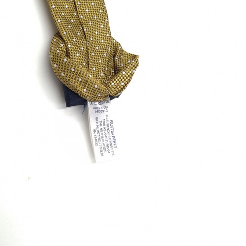 Suitsupply Cravatta Di Lusso A Pois In Seta Oro Fatta In Italia DS3 - Foto 6 di 7