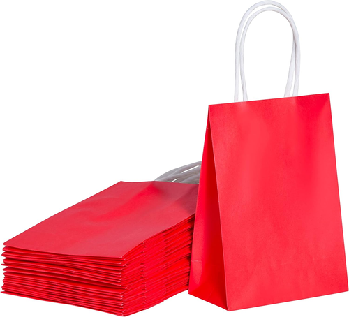 25 Pack 6" Mini Goodie Bags Red Gift Bags with Handle for Parties/Christmas - Picture 7 of 12