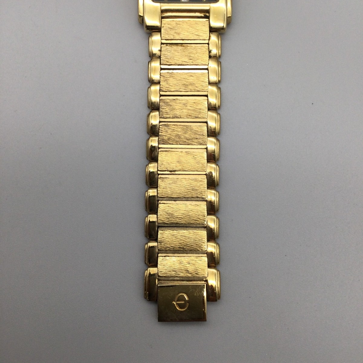 Elgin Diamond Tank Watch Men 29mm Gold Tone Textured Band