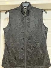 Monterrey Club woman vest black Casual Summer Full zipper pockets Size M