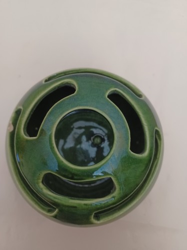 Vintage CAMARK Flower Frog Vase 095 Green Slotted Arrange Mid Century Modern - Picture 7 of 9