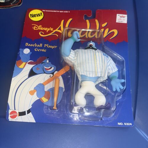 Figura de juguete genio jugador de béisbol Disney Aladdin muñeca nueva en paquete sellada vintage rara - Imagen 1 de 4