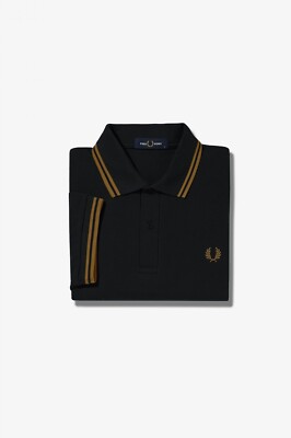 Fred Perry Slim Fit Twin Tipped Polo Black / Shaded Stone | eBay