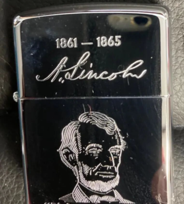 Zippo lighter Abraham Lincoln carved design made in 1989 unused