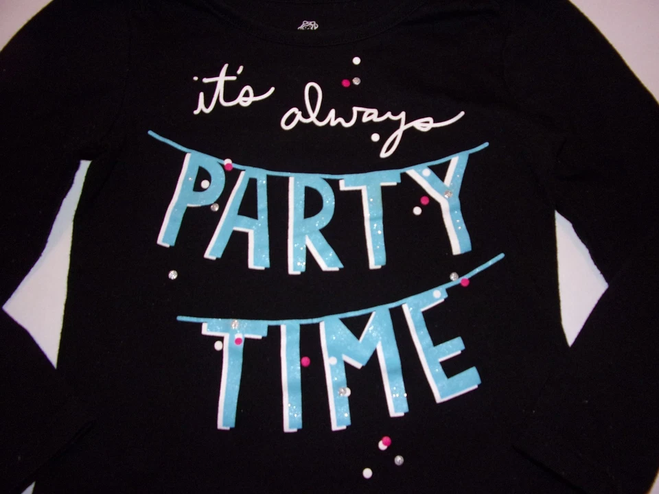 Okie Dokie: Camisa manga larga 2T para niñas/niños pequeños/siempre es hora de fiesta Foto 2 de 4