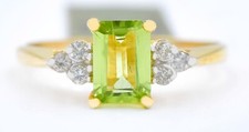 GENUINE 1.19 Cts PERIDOT & DIAMOND RING 10k SOLID YELLOW GOLD - Free Appraisal