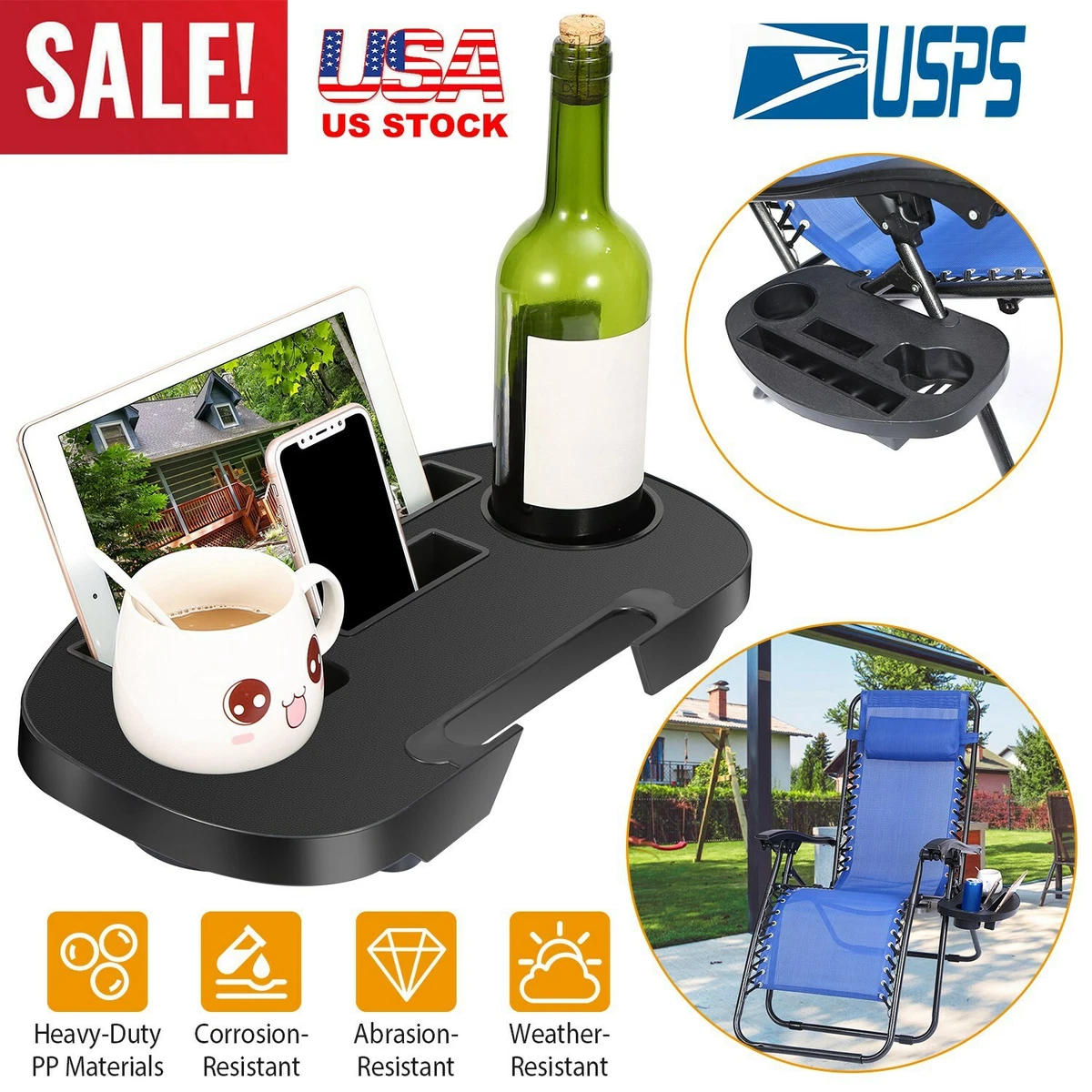 Chair side table with cup holder sales