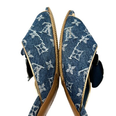LOUIS VUITTON Vintage LV Logo Monogram Denim Sandals #36