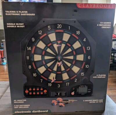 Electronic Large DART BOARD Game New Unused With American Flag Darts CLAYBROOKE