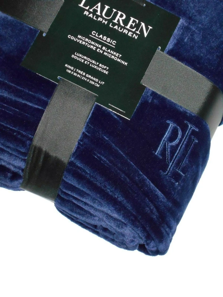 Lauren Ralph Lauren Classic Micro Mink fleece Blanket - King 108" x 90" - Navy - Image 4 of 4