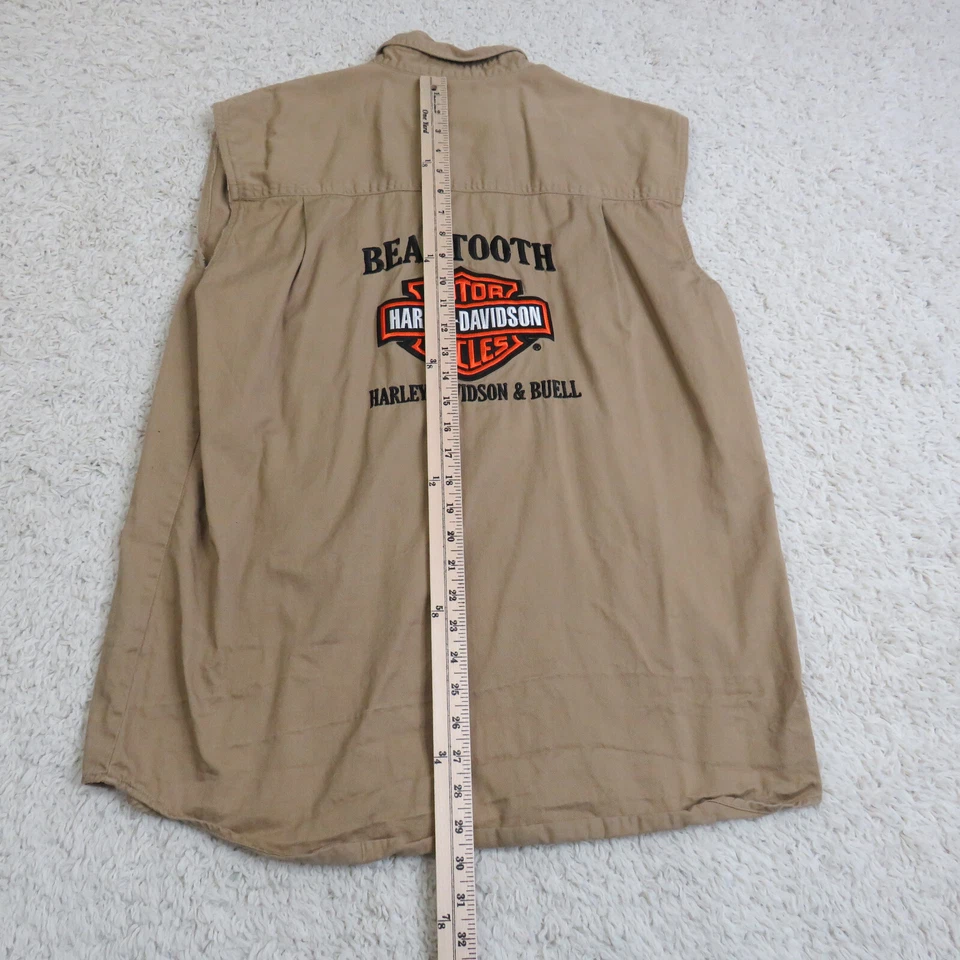 Jonathan Corey Vest Mens Brown Denim Motorcycle Biker Sleeveless Beartooth - Image 4 of 4