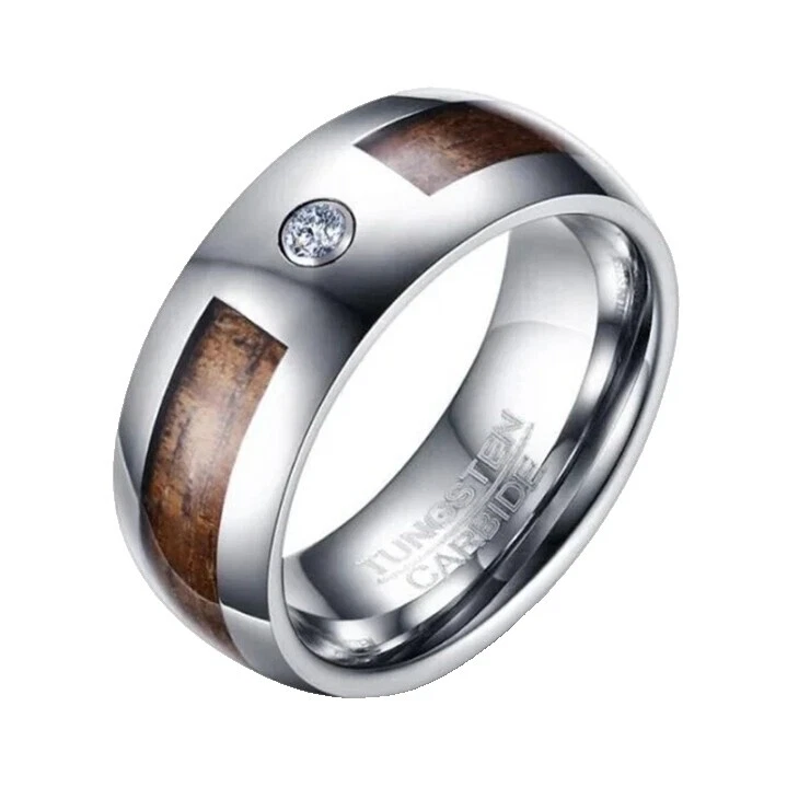 Anillos de banda de circonio de madera para De hombre