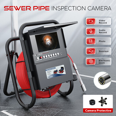 20M Sewer Drain Pipe Inspection Camera with 23mm Endoscope Probe 7'' DVR Recorder