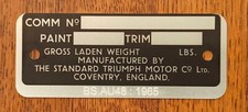 Triumph Tr250 Tr5 Tr4a Spitfire Mk3 Commission Plate Concours Original Restore Triumph Tr250 Tr5 Tr4a Spitfire Mk3 Commission Plate Concours Original Restore