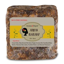 Raw African Black Soap 1 lb. Bar Organic 100% Natural Pure Unrefined From Ghana