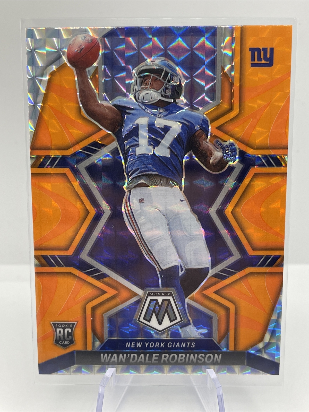 2022 Panini Mosaic Football Wan'Dale Robinson RC #330 Orange Reactive NY Giants