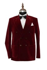 Mens Burgundy Velvet Jacket Wedding Dinner Party Christmas Coat Celebrity Style