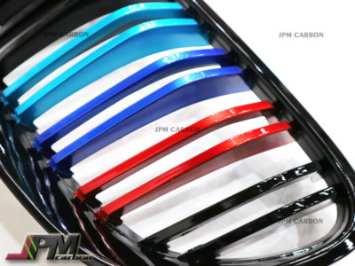 Gloss Black w/ M Tri METAL Color Front Grille For 11-13 BMW E92 E93 LCI 3-Series