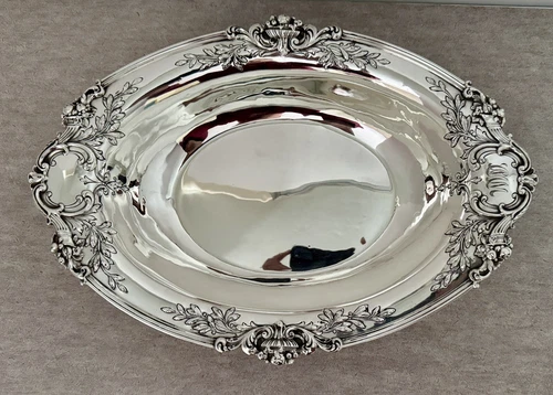 EARLY REED & BARTON HAND CHASED FRANCIS 1ST STERLING OPEN VEGETABLE BOWL C. 1935