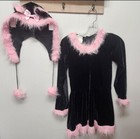 Pretty Kitty Cat Costume Large 12 - 14 Halloween Black Pink Youth Fun World C7