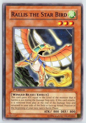 YuGiOh Rallis the Star Bird (Common), Light Play, POTD-EN007, 1st Ed B