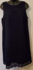 Ann Taylor LOFT Women's Navy Blue Fan Lace Shift Dress w/Lining  8