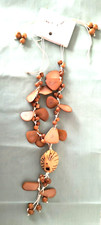 New Women's Necklace Earring Set for Pierced Ears Acrylic Wood Looking Beads