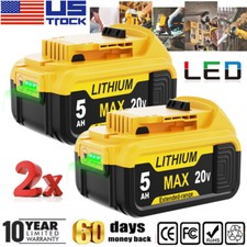 2Pack For DeWalt 20V 20 Volt Max 5.0AH Lithium Battery DCB206 DCB205-2 DCB201-2