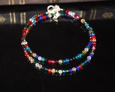 Multicoloured Crystal Spinel Rondelle Strand Necklacewith Silver Toggle Clasp