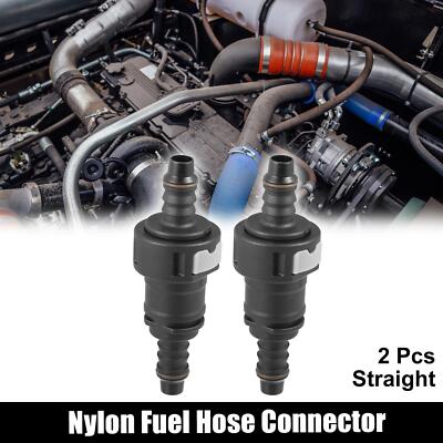 2pcs Fuel Line Quick Connect Straight Adapter Connector 11.80mm ID8mm Nylon Tube