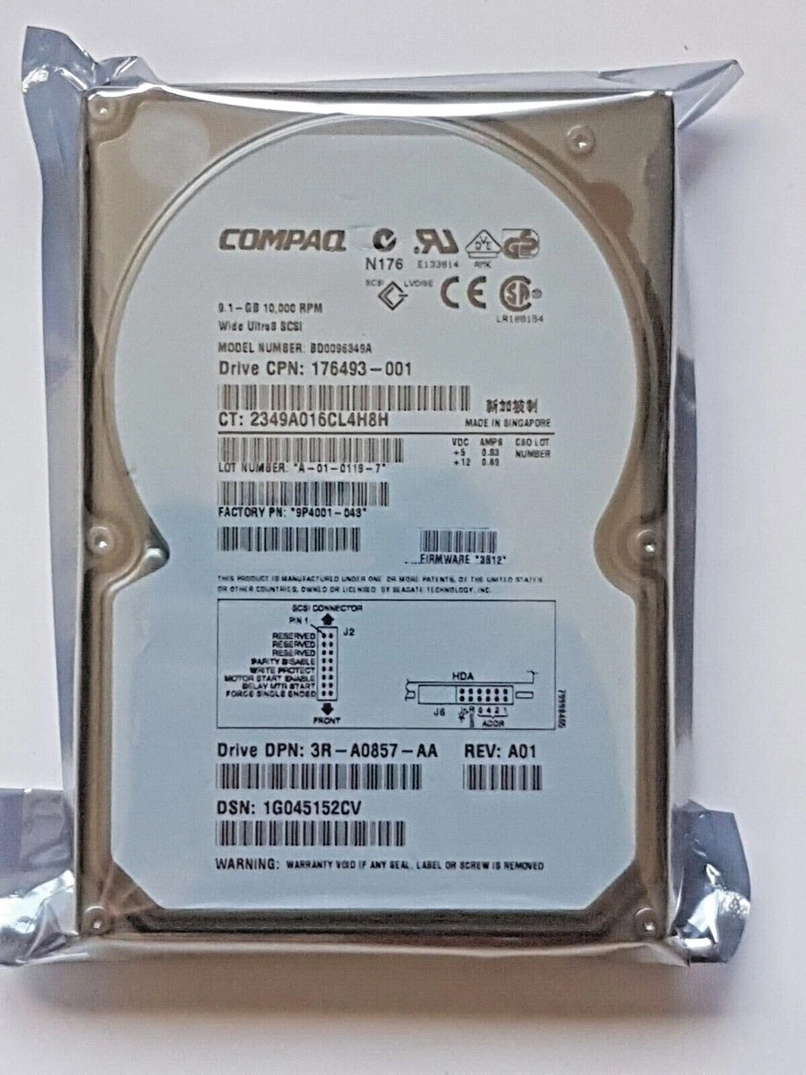 Disque Dur HP Compaq SCSI Ultra 3 36,4 Go 10000 RPM - 3,5" Interne - Occasion Fonctionnel