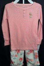 NWT Toddler Girls Carter's Easter Bunny Pajamas 2T Roses 2pc Fleece Pants NEW