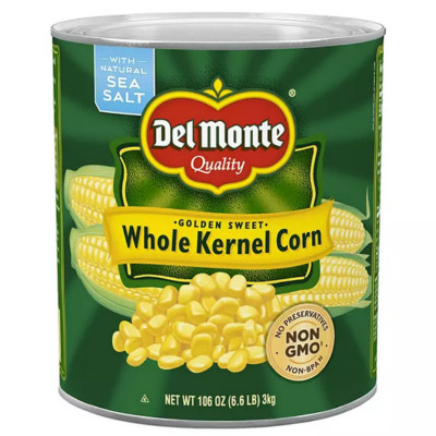 Del Monte Whole Kernel Corn 106 oz   Bulk Value Can, Non GMO