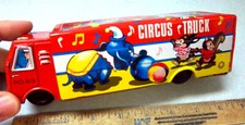 Vintage 1960s tin toy CIRCUS TRUCK, made in Japan, NEW wonderful graphics 