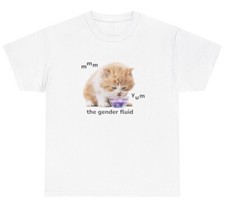Camiseta Yum The Gender Fluid Cat Divertida Ofensiva LGBTQ Gen Z Camiseta Humor Extraño