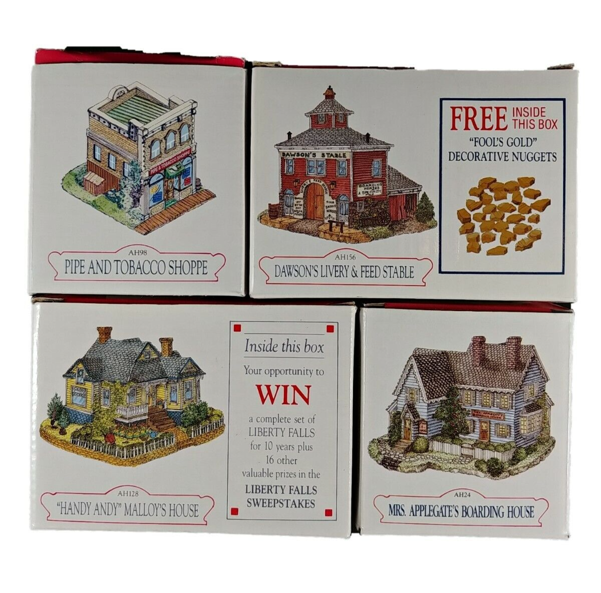 【極美品】LIBERTY FALLS COLLECTION　ミニチュア建物セット Vintage Lot Of 4 Liberty Falls Americana Miniature Village