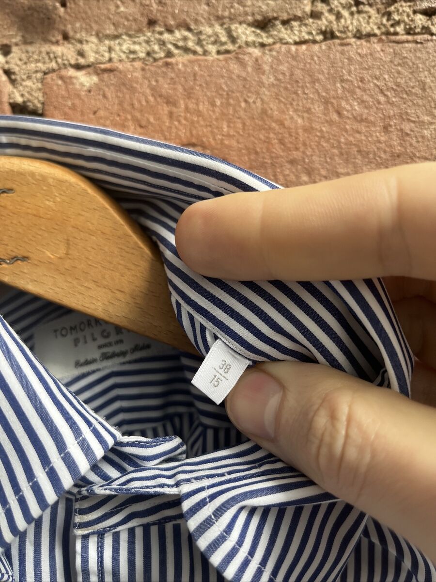 Tomorrowland Pilgrim Men's Shirt, Sz 15/38, Blue/White Tomorrowland Pilgrim Men's Shirt, Sz 15/38, Blue/White