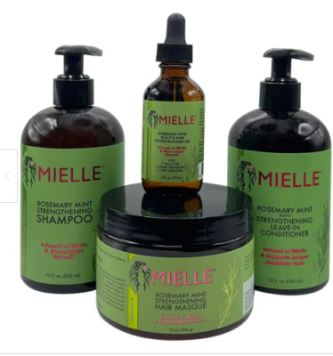 MIELLE Rosemary Mint Strengthening Curly Hair Care Products 4Pcs Bundle Set !