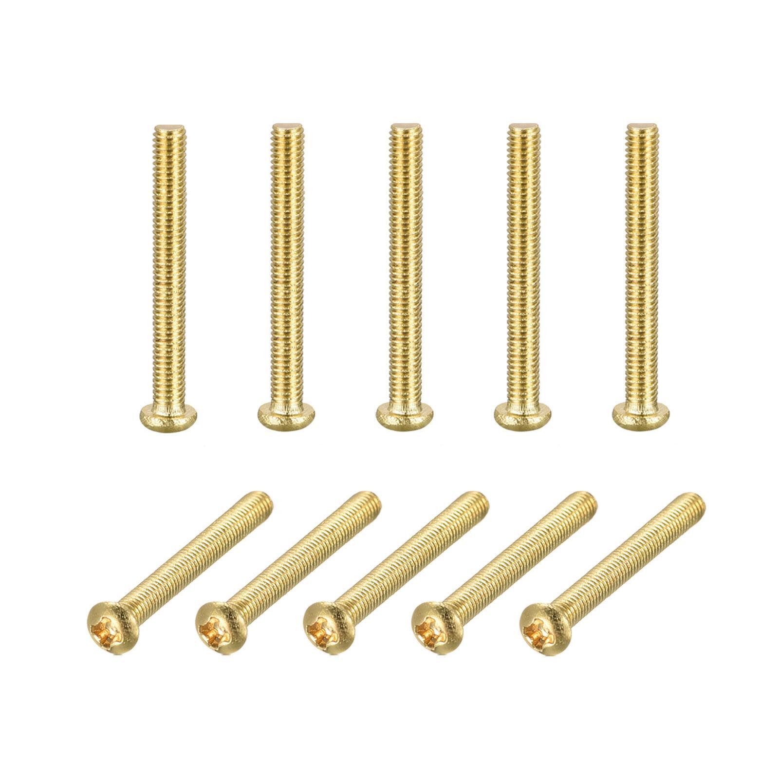 Brass Machine Screws, M3x25mm Phillips Pan Head Fastener Bolts 10Pcs