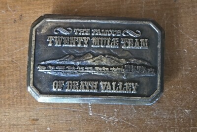 US Borax 1985  The Famous Twenty Mule Team of Death Valley Mining Belt Buckle