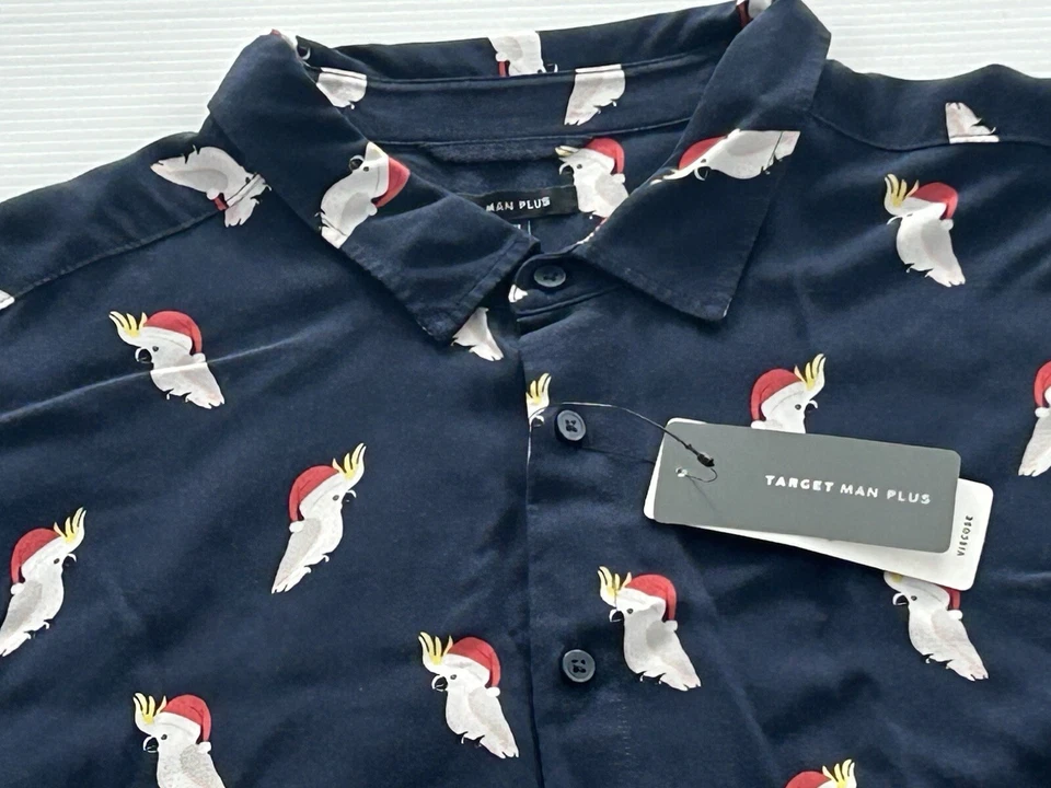 Camiseta Polo Para Hombres Talla 4XL TARGET MAN PLUS Azul Navidad Cacatúa Camiseta de Navidad NUEVA* Foto 2 de 4