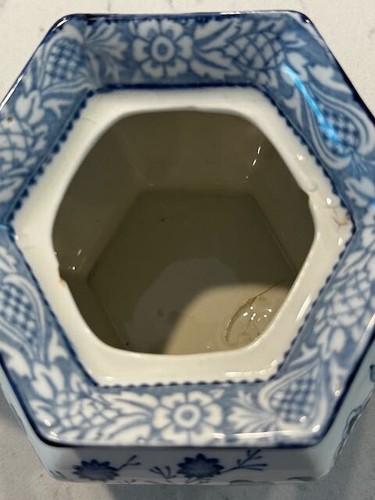 Early Wood’s & Sons Blue Willow Tea Pot England Hexagon 1917-1929 - Picture 5 of 16
