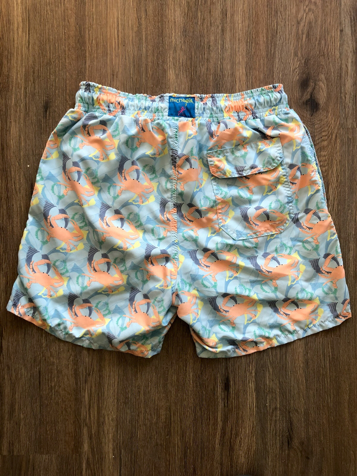 VTG Michael's Swimwear Men's Medium Swim Trunks Tropical Crabs 90s MADE