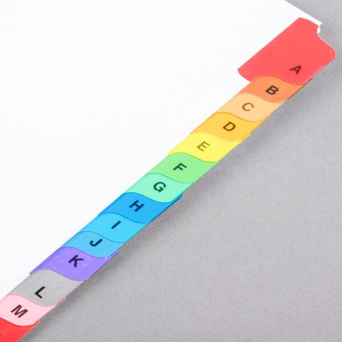 Avery Assorted Color 26-Tab A-Z Dividers Tabs Letter White Box of 20 Sets - Picture 3 of 13