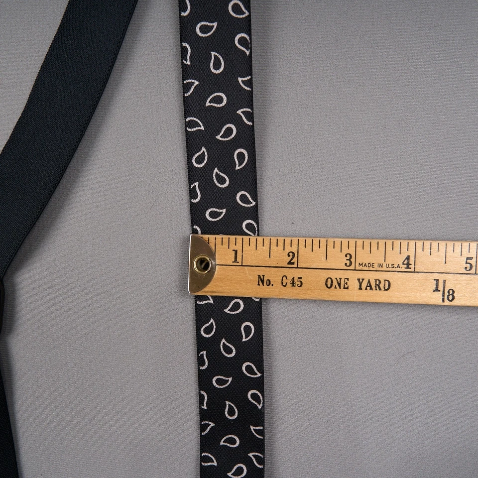 CAS Suspenders West Germany Leather Paisley Black Elastic Gold Clips - Image 2 of 4